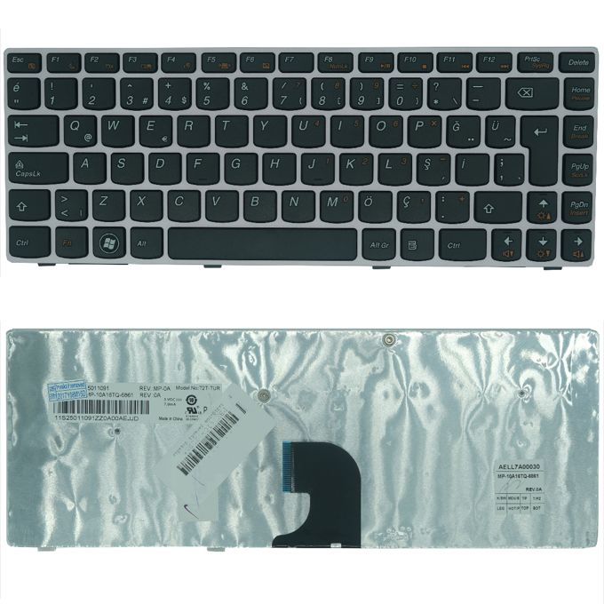 Lenovo V116920BK1, V-116920BS1 Uyumlu Klavye Gri Tuş Takımı Tuş Seti Türkçe