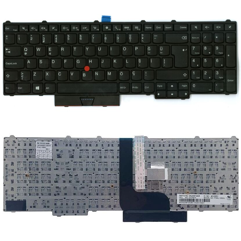Lenovo ThinkPad P51, 20HH, 20HJ, 20MM, 20MN Uyumlu Klavye Tuş Takımı Tuş Seti Siyah Türkçe