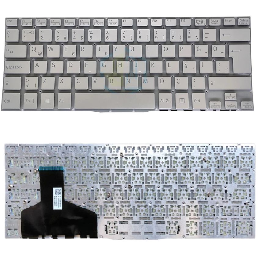 Sony Vaio SVF13N12STS, SVF13N12STB, SVF13N13CXB Uyumlu Klavye Tuş Takımı Tuş Seti Gri Türkçe