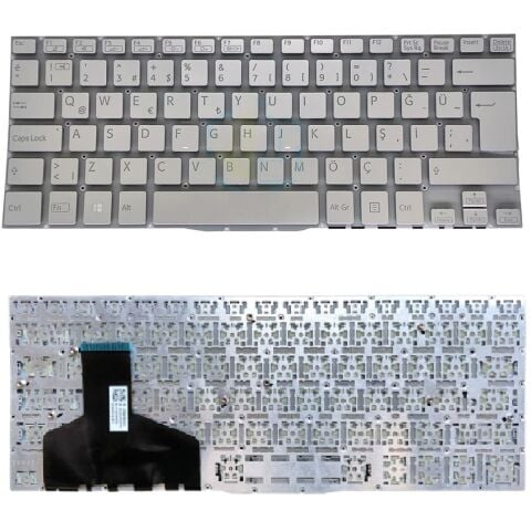 Sony Vaio SVF13N1A4E, SVF13N1X2ES, SVF13N1ACXB Uyumlu Klavye Tuş Takımı Tuş Seti Gri Türkçe