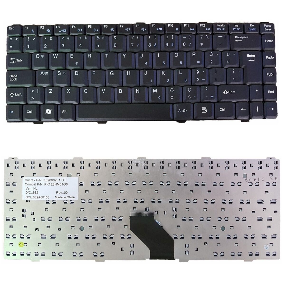 Arçelik ANB660SR, ANB661SR, ANB671MT Tuş Takımı Klavye Tuş Seti Türkçe Siyah