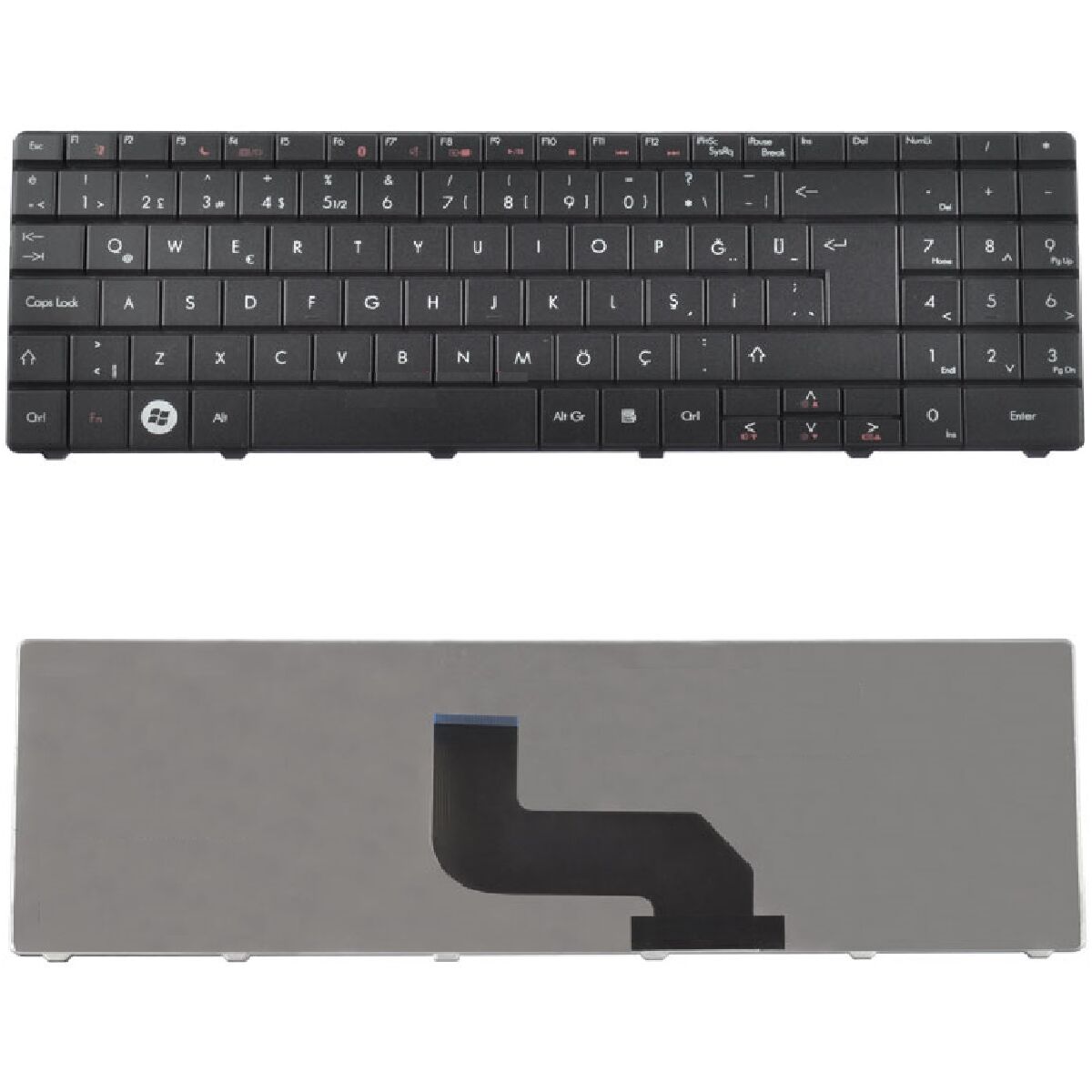 Packard Bell TJ75, TJ76, TJ77, TJ78, TJ73, TJ74 Uyumlu Klavye Tuş Takımı Tuş Seti Siyah Türkçe