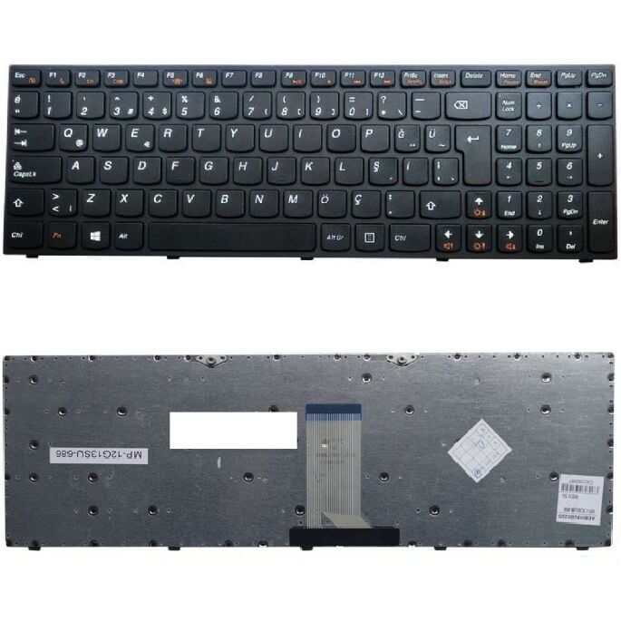 Lenovo 9Z.N8RSQ.G0T, AEBM5A00020 Uyumlu Klavye Siyah Türkçe Tuş Takımı Tuş Seti