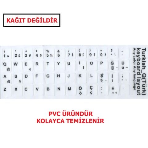 Yabancı Dil Klavye için Türkçe Sticker Klavye Sticker Q Beyaz