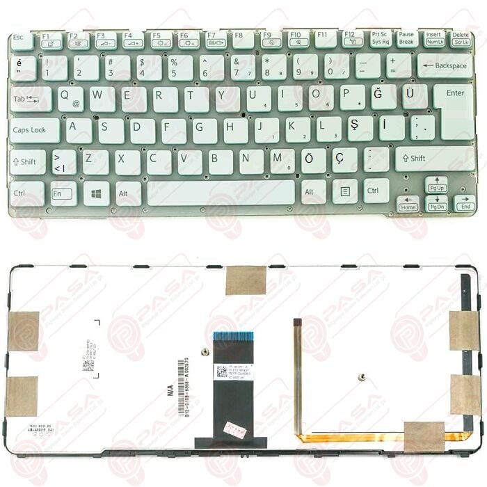 Sony Vaio SVE14AA1W, SVE14AE13L, SVE14AJ16L Klavye Işıklı Beyaz TR
