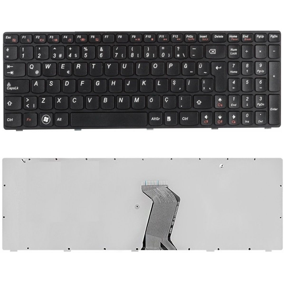 Lenovo 9Z.N5SSQ.V0T, 9Z.N5SSW.Q0T, 9Z.N5SSW.Q01 Klavye Tuş Takımı Siyah TR