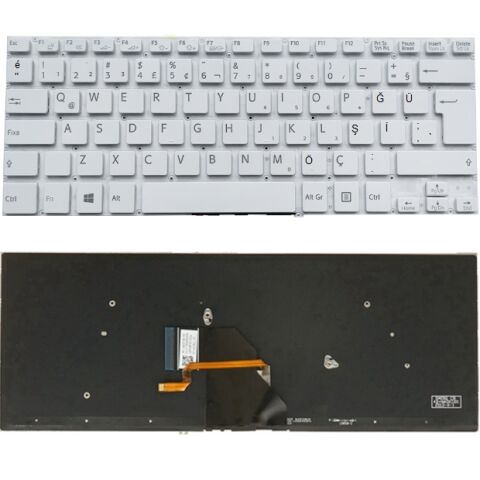 Sony Vaio SVF1421F4E, SVF1421ECXB Klavye Led Işıklı Beyaz TR