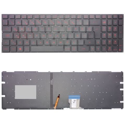 Asus GL702V, GL702VI, GL702VM, GL702VMK Uyumlu Klavye Kırmızı Tuş Takımı Tuş Seti Led Işıklı Türkçe