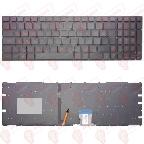 Asus GL702VS, GL702VT, GL702Z, GL702ZC Uyumlu Klavye Kırmızı Tuş Takımı Tuş Seti Led Işıklı Türkçe