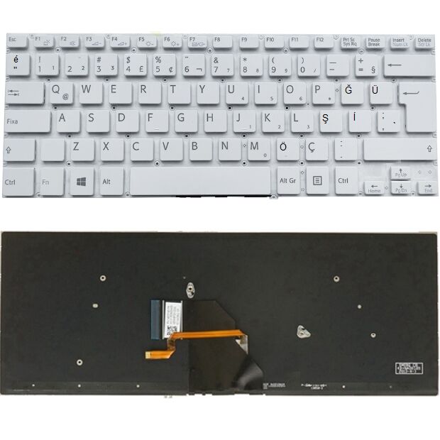 Sony Vaio SVF14325CXW, SVF14325PLB Klavye Led Işıklı Beyaz TR