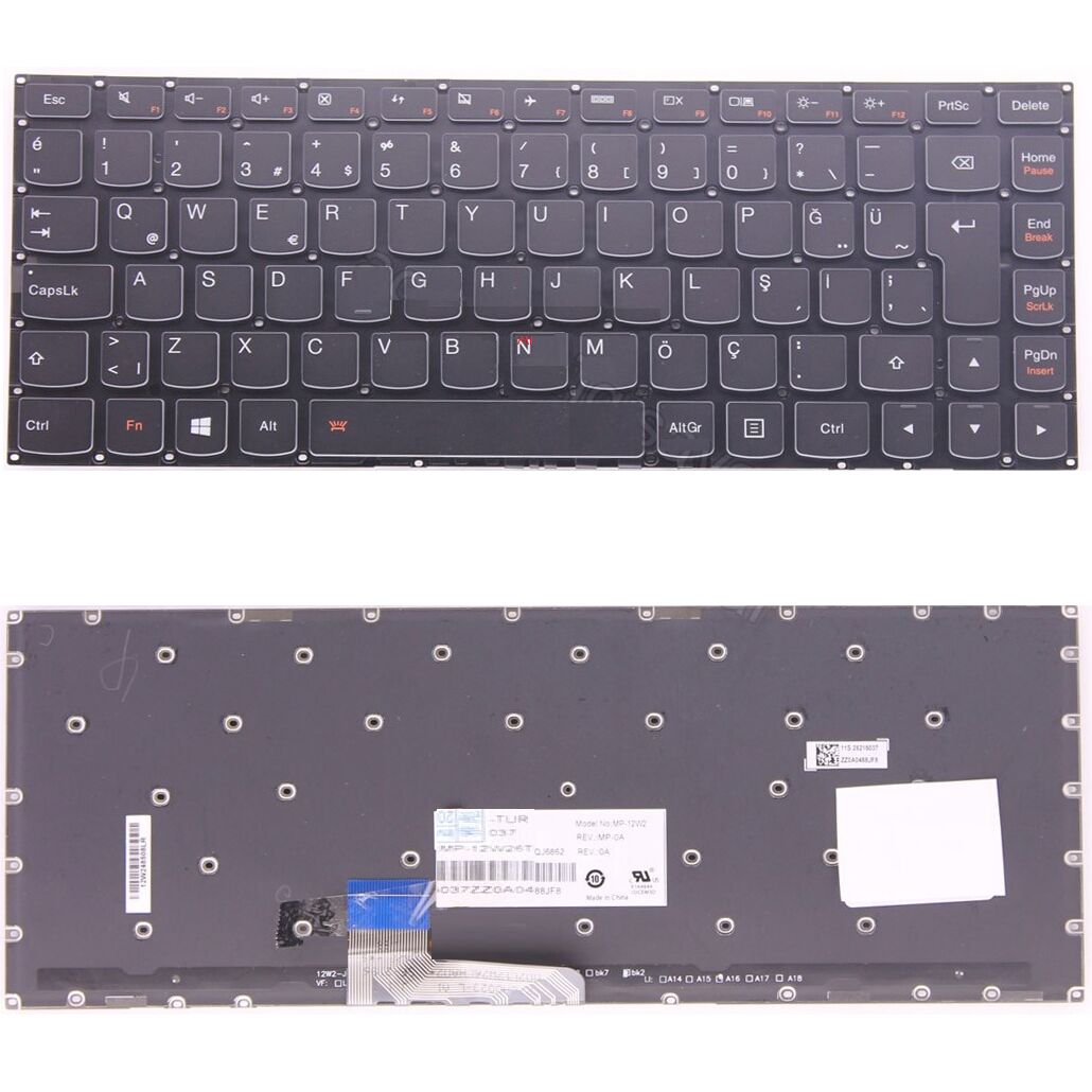 Lenovo 5CB0K61126, 5CB0K61170, 5CB0K61129 Uyumlu Klavye Tuş Takımı Tuş Seti Siyah Türkçe