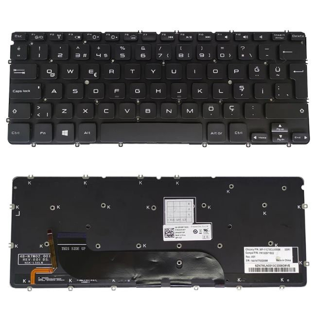 Dell 018JXJ, 18JXJ Uyumlu Klavye Tuş Takımı Tuş Seti Işıklı Siyah Türkçe