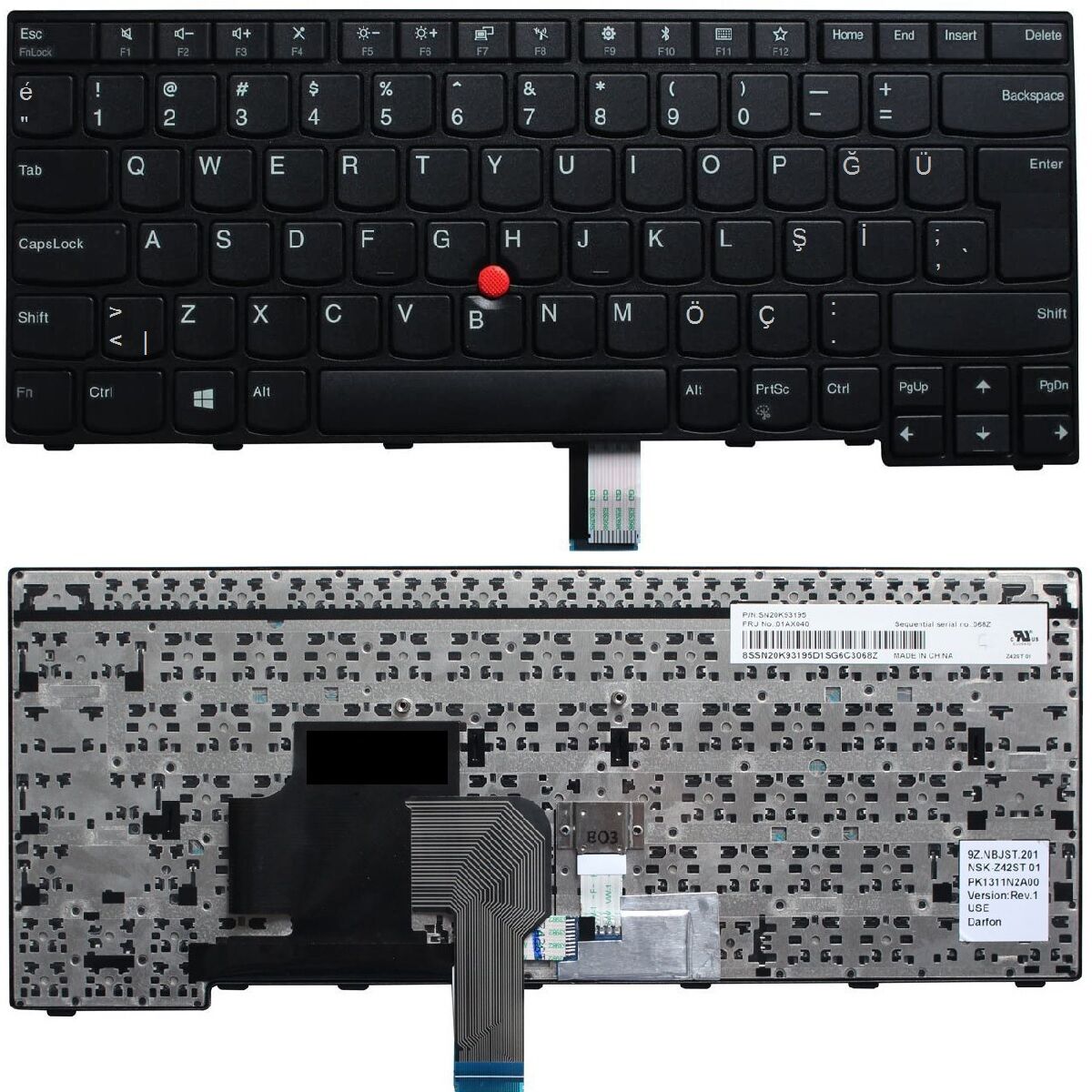 Lenovo 01AX040, 01AX068, 01AX070 Uyumlu Klavye Tuş Takımı Tuş Seti Siyah Türkçe