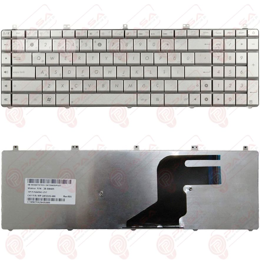 Asus N55SF-S1349V, N55SF-SX236V, N55SL-DS71, N55SL-S1011V Klavye Gri Tuş Takımı Tuş Seti Türkçe