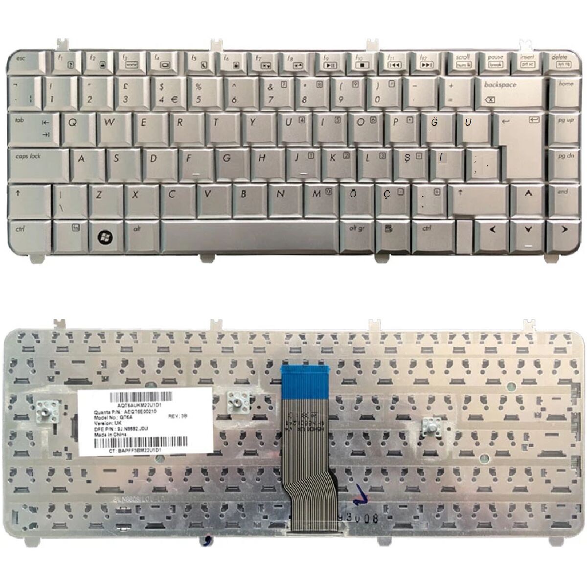 Hp Pavilion DV5-1200ET, DV5-1210ET, DV5-1211ET, DV5-1212ET Klavye Tuş Takımı Tuş Seti Gri Türkçe