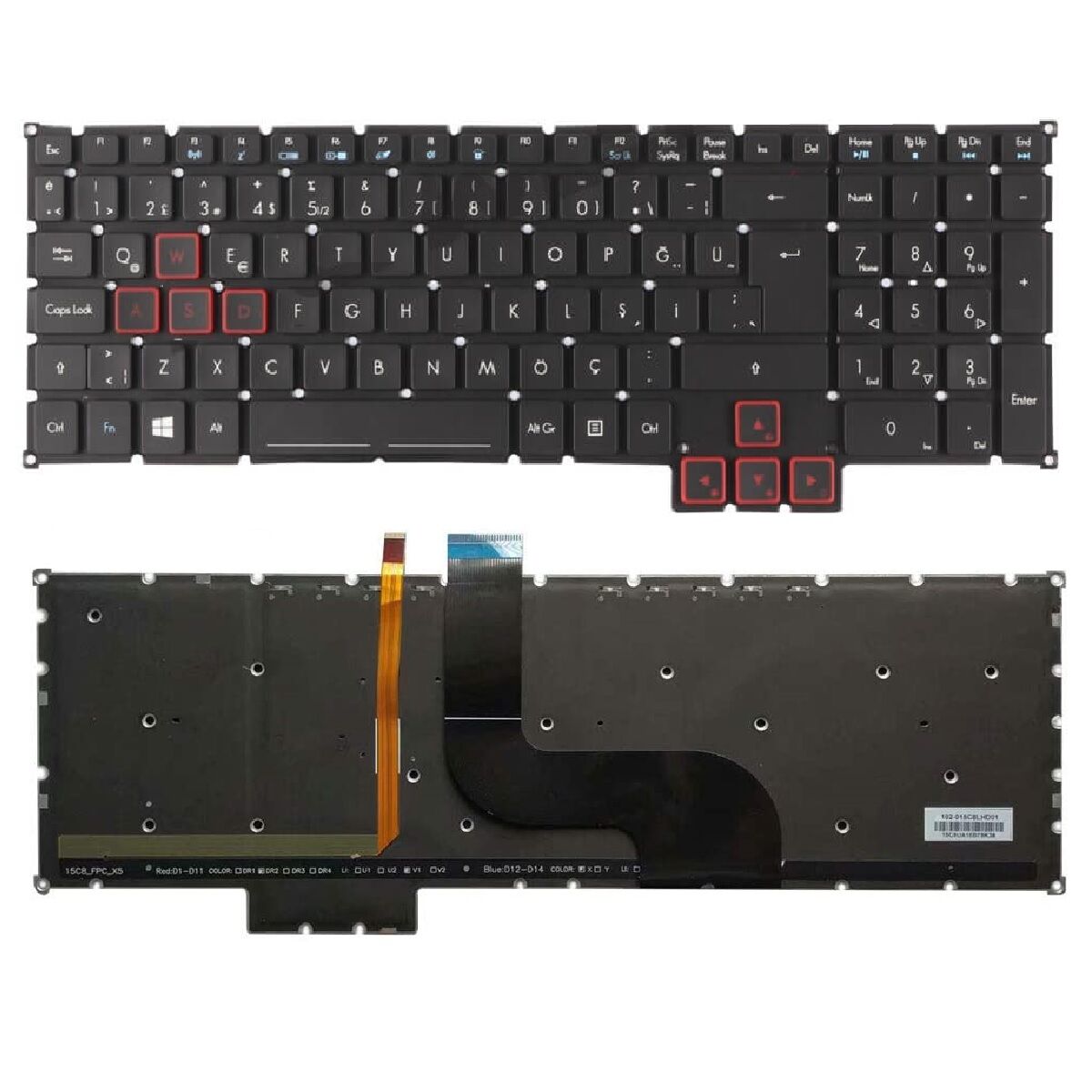 Acer Predator G5-793, G9-793 Klavye Tuş Takımı Tuş Seti Led Işıklı Siyah Türkçe