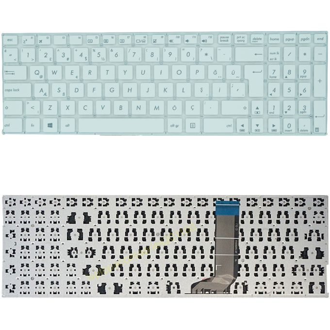 Asus K556UQ-XX557T, K556UQ-XX559T, K556UQ-XX935T Klavye Beyaz Tuş Takımı Tuş Seti Türkçe