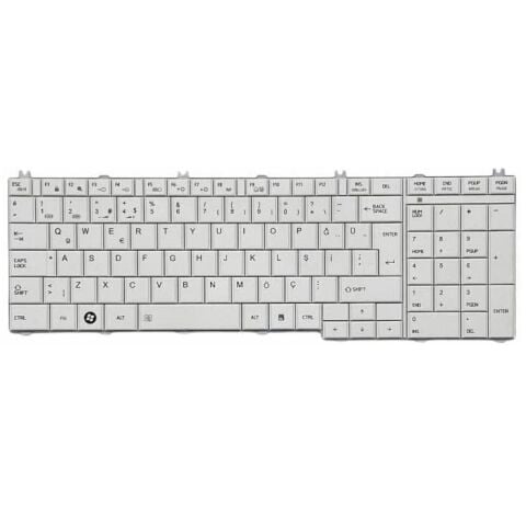 Toshiba Satellite L655-16Q, L655-16R, L655-16U, L655-16Z Klavye Beyaz Tuş Takımı Tuş Seti Türkçe