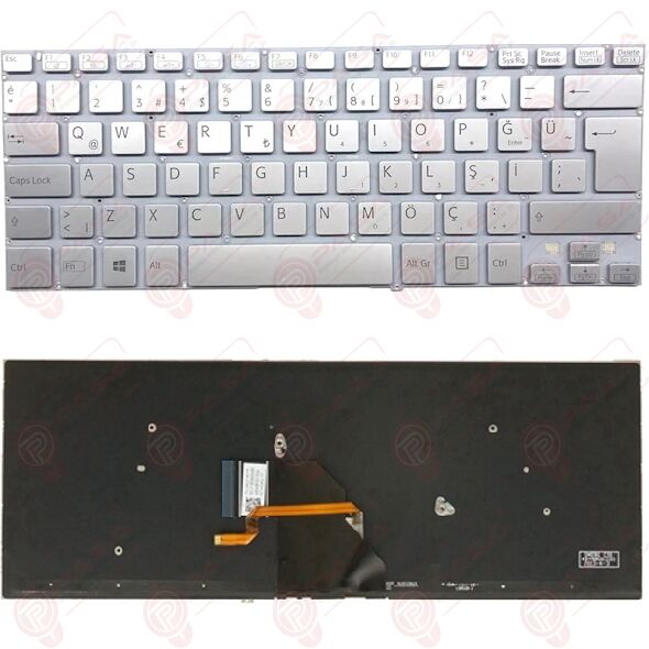 Sony Vaio SVF14322CXB, SVF14322CXW Klavye Led Işıklı Gri TR