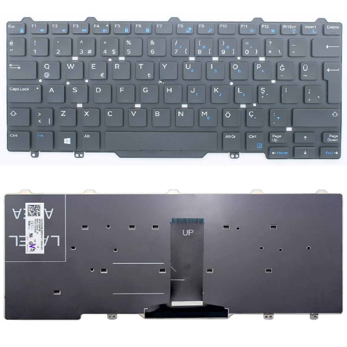 Dell D19TR, 0D19TR, K9V28, 0K9V28 Klavye Tuş Takımı Tuş Seti Siyah Türkçe