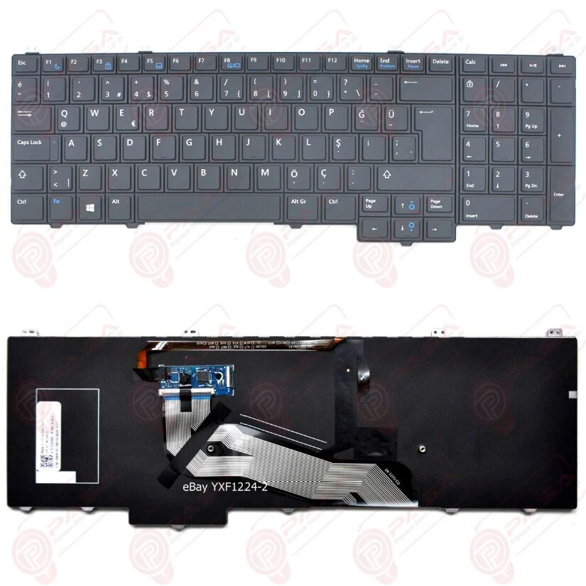 Dell 76X2J, 076X2J, 7XF8R, 07XF8R Klavye Tuş Takımı Tuş Seti Led Işıklı Siyah Türkçe