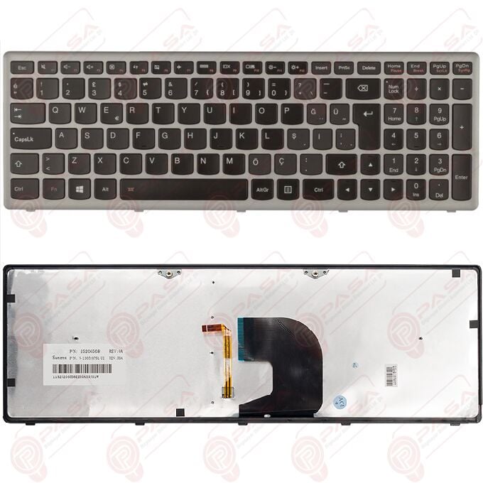 Lenovo 20202, 20221, 20226, 25-206237 Klavye Led Işıklı Gri TR
