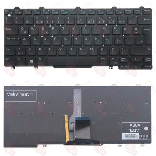 Dell Latitude E7250, 12 7000 E7250 Klavye Tuş Takımı Tuş Seti Led Işıklı Siyah Türkçe