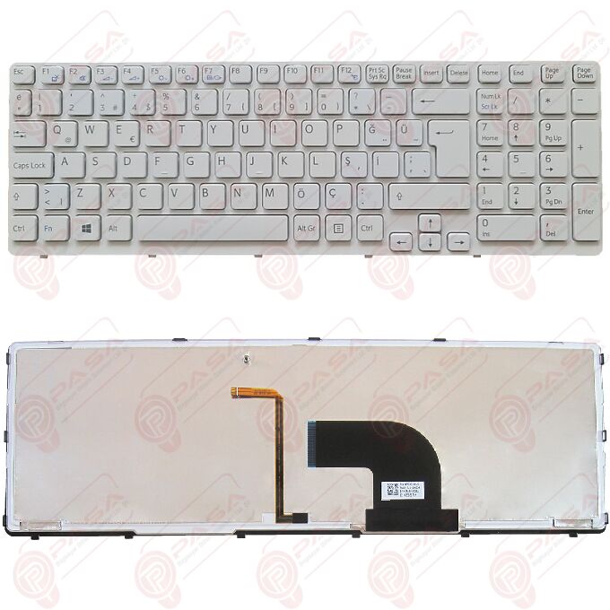 Sony Vaio SVE15, SVE151 Klavye Led Işıklı Beyaz TR
