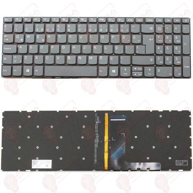 Lenovo 5CB0R26496, 5CB0R26497, 5CB0R26498 Klavye Işıklı Gri TR