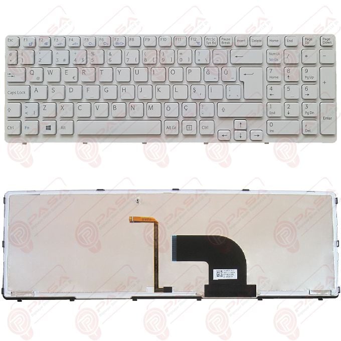 Sony Vaio SVE1512Q1EW Klavye Led Işıklı Beyaz TR