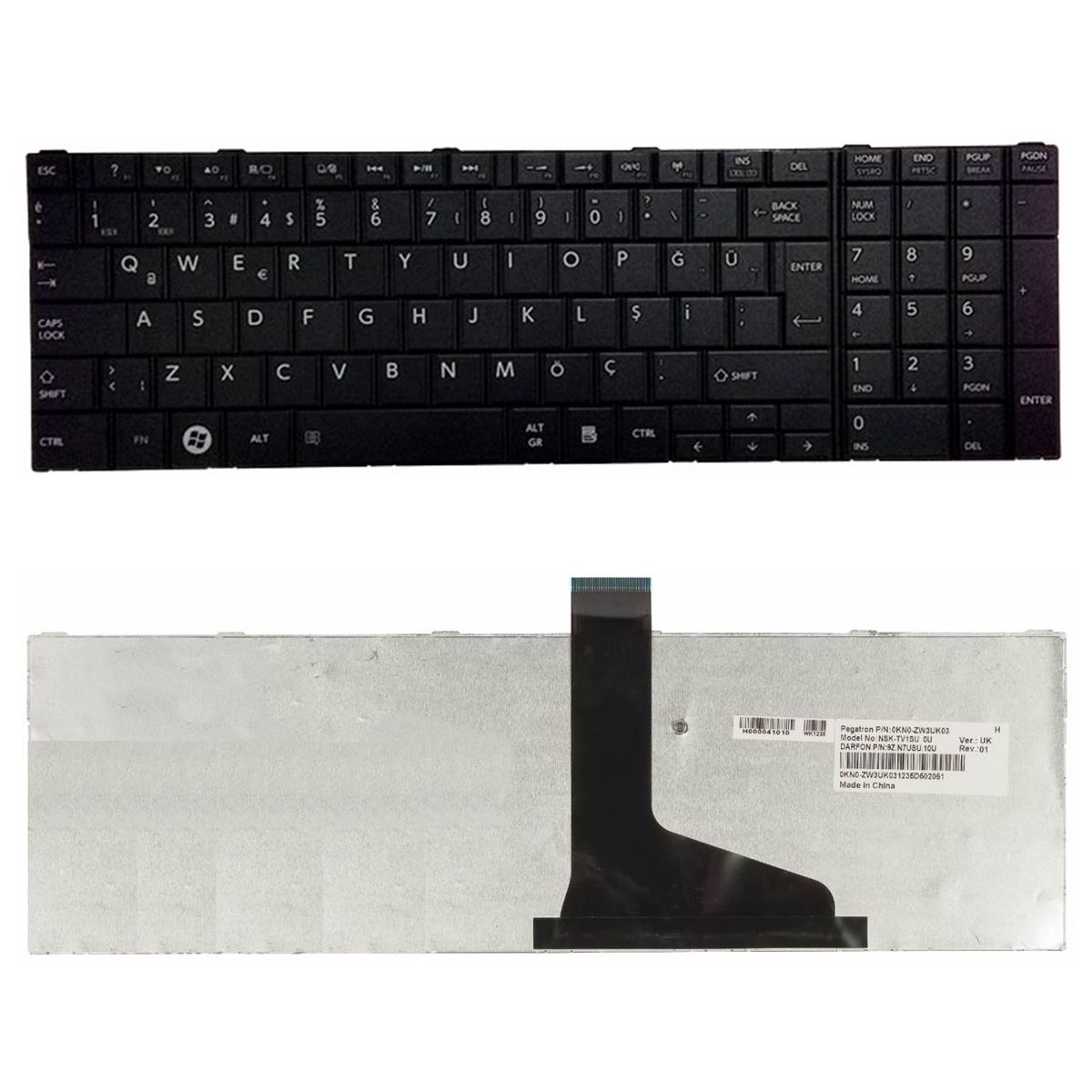 Toshiba Satellite L870-143, L870-15X Klavye Tuş Takımı Siyah Çerçevesiz Tip