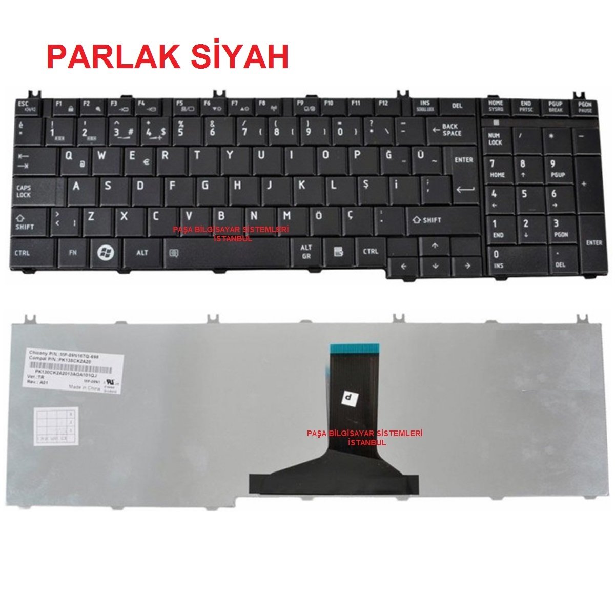 TOSHİBA SATELLİTE L755-11N, L755-11P KLAVYE TUŞ TAKIMI PARLAK SİY
