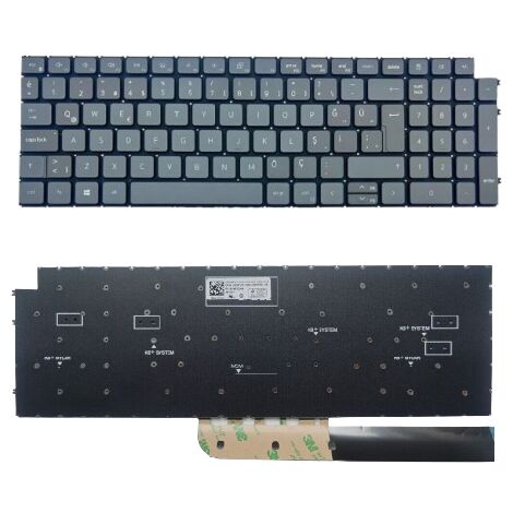 Dell Vostro 5510, 15 5510, 15-5510, P106F Uyumlu Klavye Gri Tuş Takımı Tuş Seti Türkçe