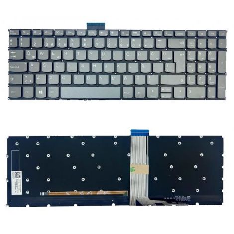 Lenovo ideaPad Slim 7-15IIL05, 82AD Uyumlu Klavye Led Işıklı Gri Tuş Takımı Tuş Seti Türkçe