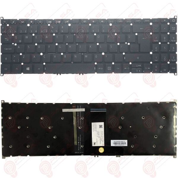 Acer Aspire A515-52, A515-53 Uyumlu Klavye Tuş Takımı Tuş Seti Led Işıklı Siyah Türkçe